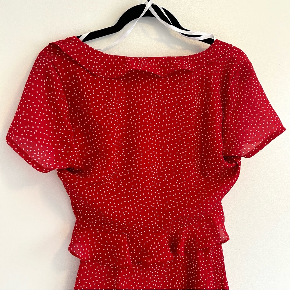 NWT Superdown Revolve Mercy Polka Dot Dress Red Size Small - Picture 10 of 16